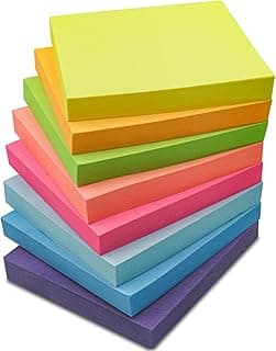 Sticky Notes 3x3, 8 Pack Sticky Pads 100 Sheet/Pad, Bulk Sticky Note Pads, Multicolor Self-Sticky Notes Pad - Teacher Classroom Must Haves, Back to School and Office Supplies Blank Desk Note Pads.