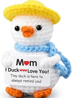 Mothers Day Birthday Gifts for Mom from Daughter Son Stocking Stuffers for Women I Duck Love You Mom Handmade Crochet Funny Cool Cute Small Duck
