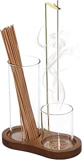 2-in-1 Glass Incense Holder with Ash Collector and Incense Stick Storage Upside Down Hanging Incense Holder, Anti-Splashing Design, Perfect for Meditation, Yoga, Spa, and Home Decoration