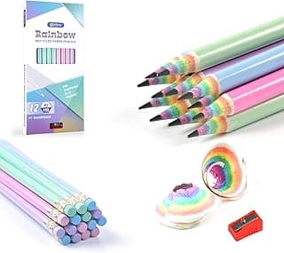 ECOTREE Pre-Sharpened Rainbow Pencils #2, Back to School Supplies, 12 Count | Cute Number 2 Pencils for Kids Students, Latex-Free Eraser, Eco Recycled Paper, Smooth Writing, Drawing, Fun Classroom Gifts