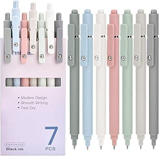 Back to School Supplies: 7 Pcs Gel Pens 0.5mm Black Ink Smooth Writing Pens | Fine Point Pens Cute Office College Essentials Stocking Stuffers for Women Teen Girls Nurse Teacher Gifts for Women