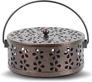 Portable Iron Mosquito Coil Holder with Handle for Outdoor, Bronze | Heat-Resistant Incense Mosquito Coil Holders Suitable for Outdoor, Home, Office, Patio, Camping Use
