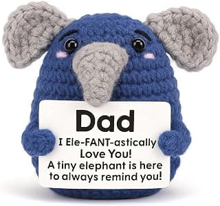 Dad Gifts from Daughter Son, Handmade Crochet Elephant Doll, Cute Emotional Support Animal Gift for Dad, Inspirational Love You Gift, Birthday Idea