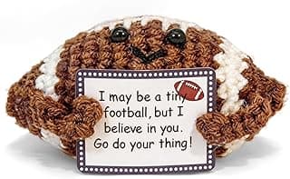 Funny Crochet Football Gift for Football Dads and Moms, Emotional Support Mini Football Plush, Handmade Football Stuffed Animal, Mother’s Day Father’s Day Room Decor