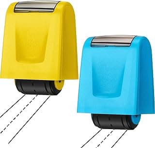 Sherr 2 Pcs Roller Stamps for Teacher Classroom Must Haves Dashed Line Handwriting Stamp Roller Back to School Gift for Kid Preschool Kindergarten Education(2.72 x 2.44 x 1.54 Inch,Yellow, Blue)