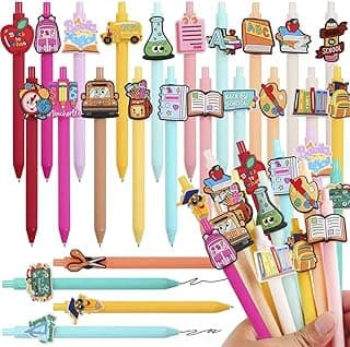 Leery 24 Pcs Back to School Ballpoint Pens, Welcome Party Favors with Cute School Supply Shapes, Bulk Classroom Rewards for Teacher Student Gift (Back to Schools)