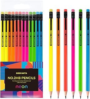 Pre-Sharpened #2 Pencils, Neon, Back to School Supplies, 12 Count | Graphite Cute Number 2 Pencils for Kids Students, Latex-Free Eraser, Smooth Writing, Drawing, Sketching, Fun Classroom Gifts