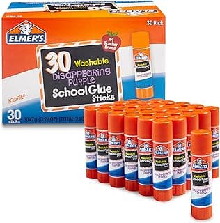Elmer's Disappearing Purple School Glue Sticks, Washable, 7 Grams, 30 Count - Posters, Back to School, Bulk Pack for Classrooms, #1 Teacher Brand